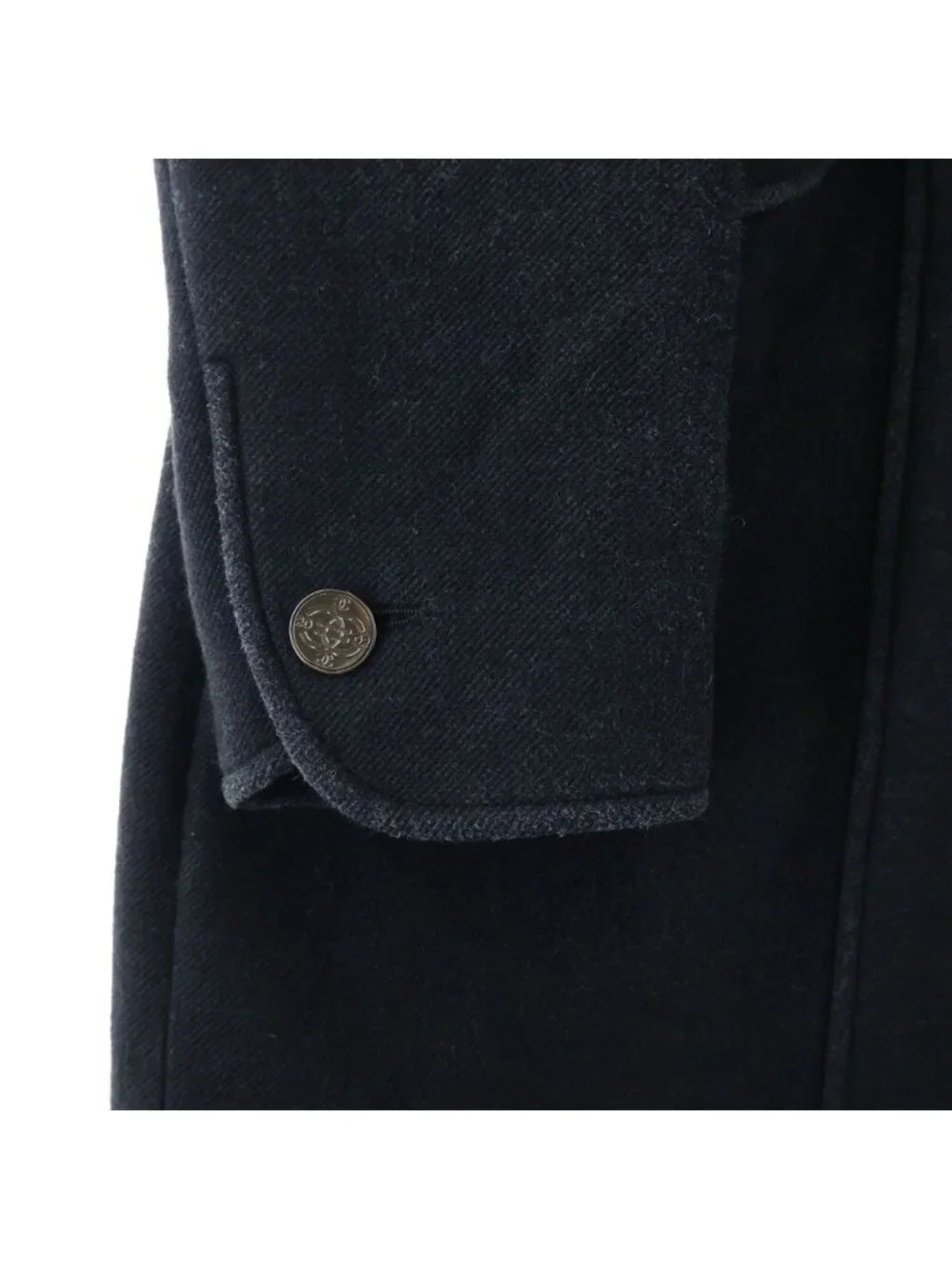 Chanel Wool&cashmere Long Coat CC Logo Button Wool Cashmere Black